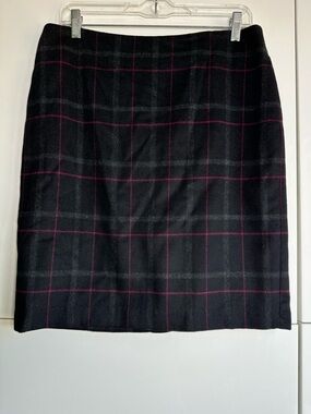 Talbots Wool Plaid Skirt Size 8 Black NWT